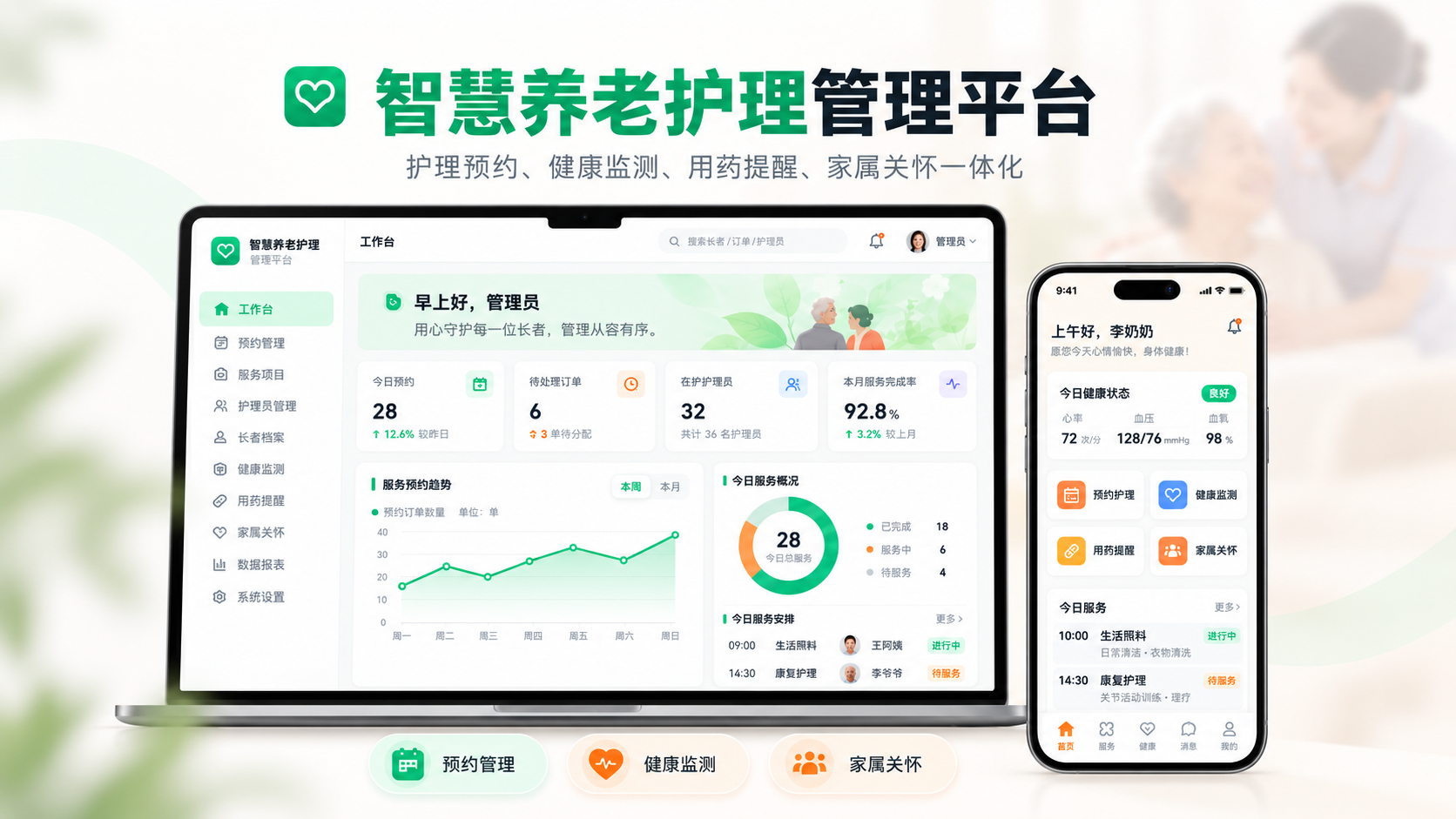 智慧养老护理管理系统案例案例主视觉